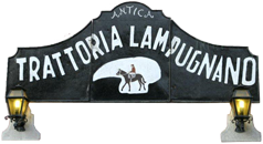 Antica Trattoria Lampugnano — insegna in ferro battuto con cavaliere